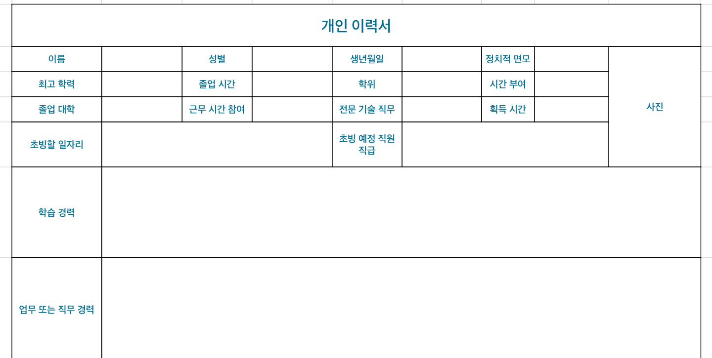 개인 이력서